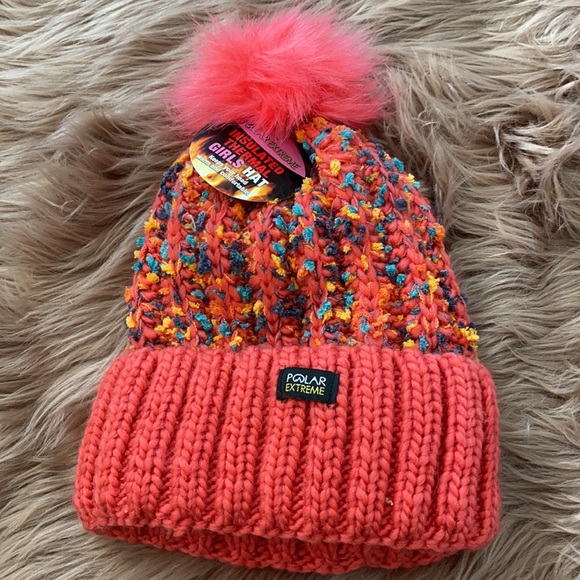polar extreme Other - Pink pom pom thermal knit super warm chunky beanie winter hat